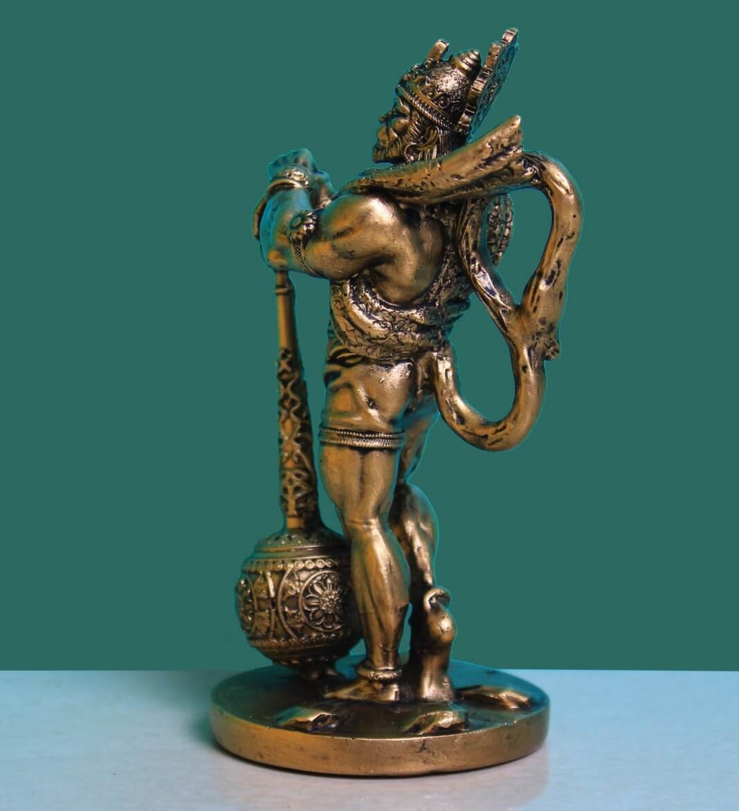 Polyresin Brass Finish Standing Bahubali Hanuman