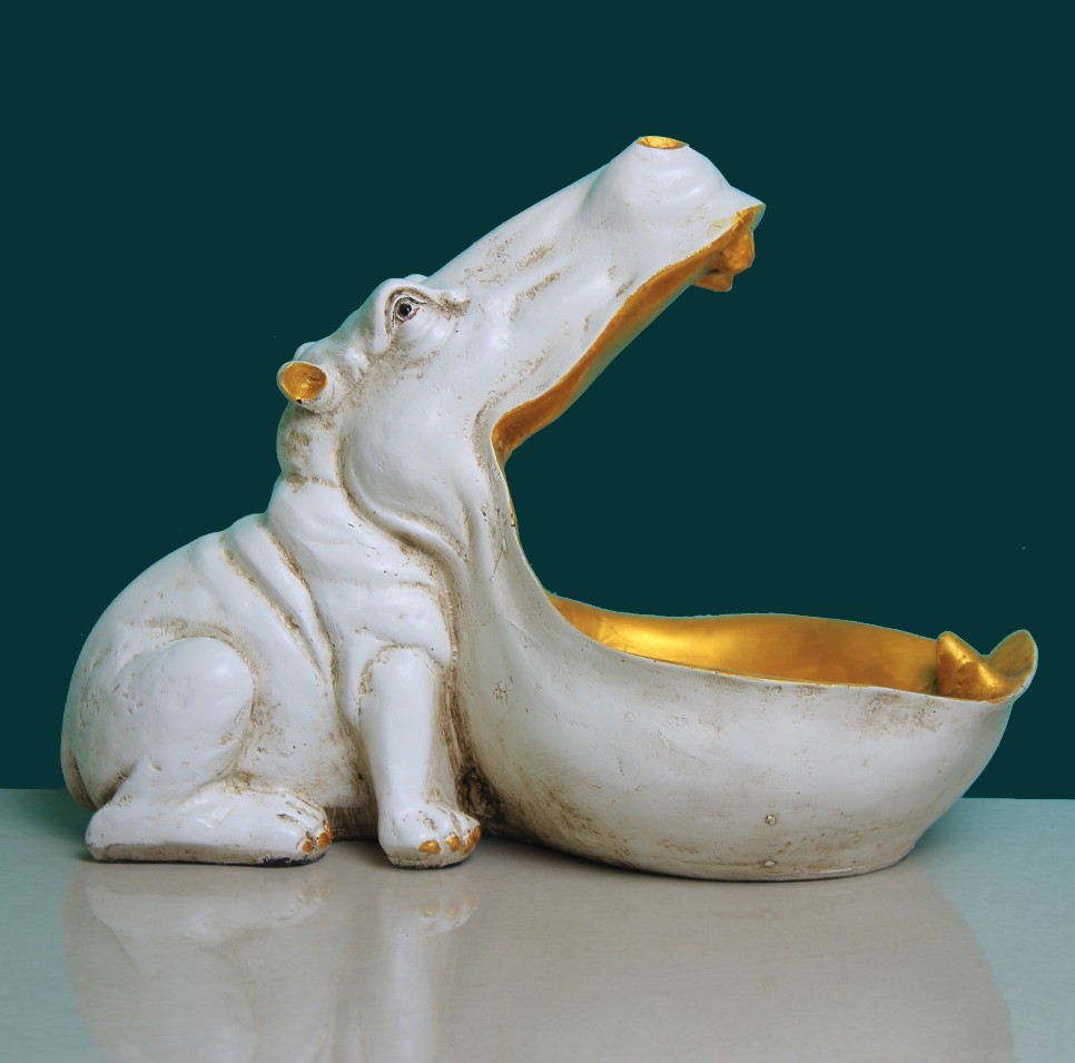 Resin Hippo Storage Bowl Decorative Showpiece