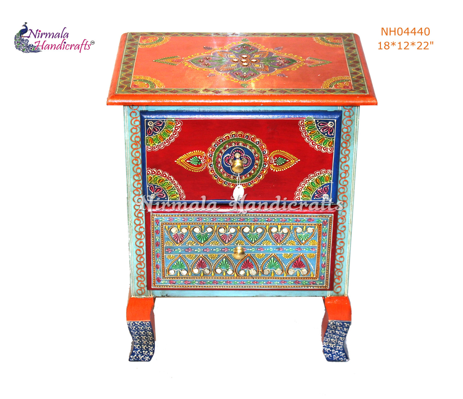 Wooden 2 Drawer Opm Leg Bed Side