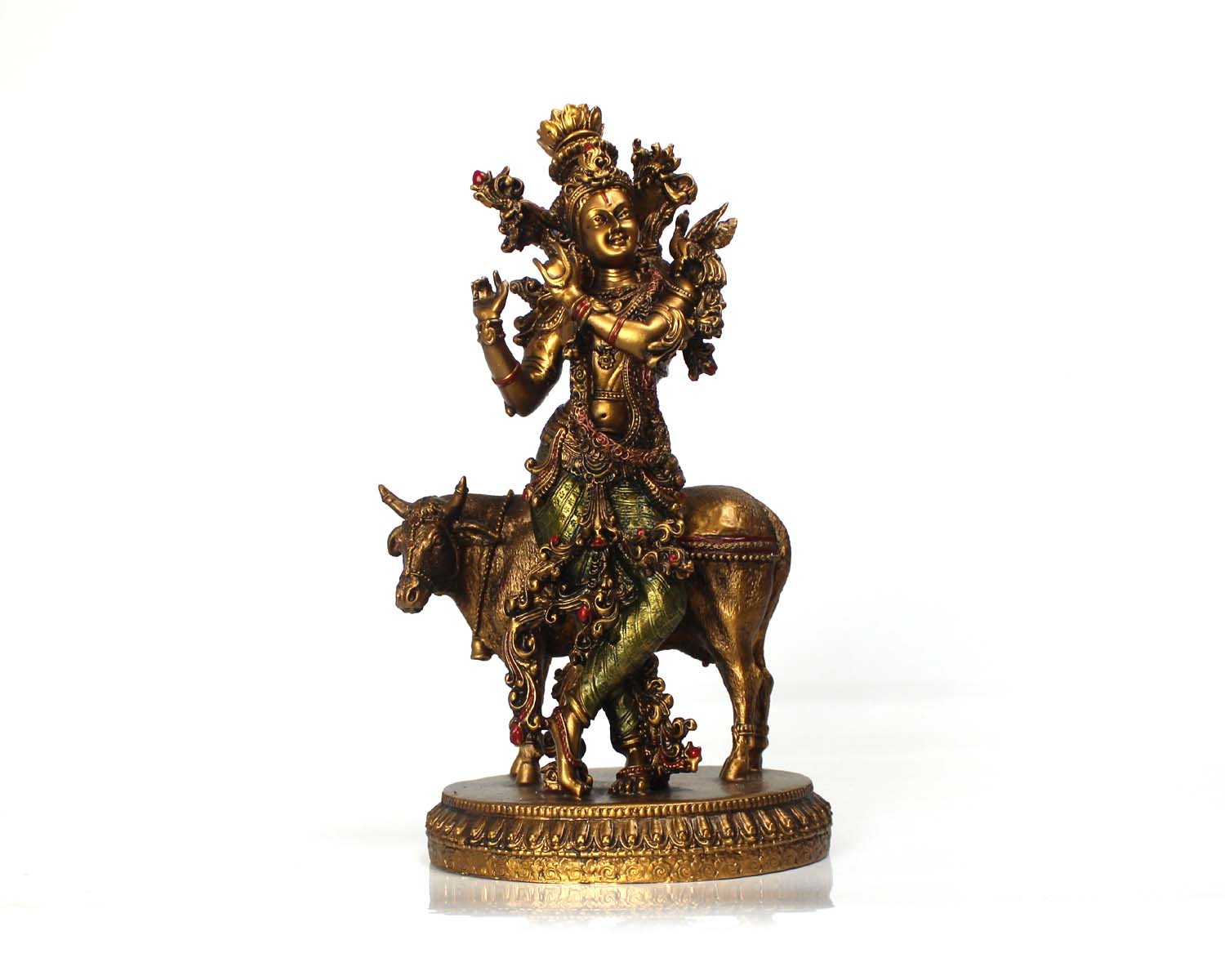 RESIN BRASS FINISH COW KRISHNA