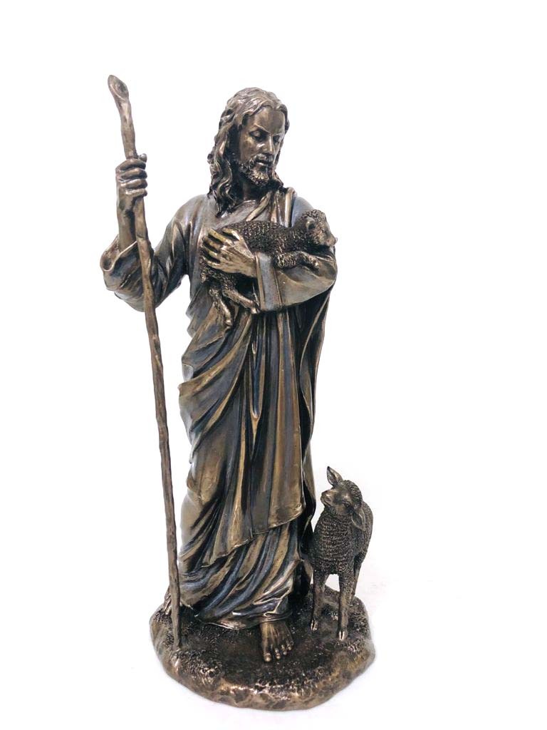 RESIN JESUS CHRIST WITH SHEEP STATUE