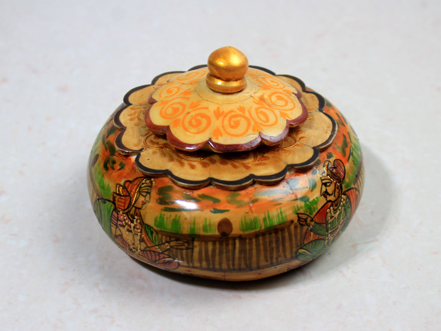 Bone Tobacco Box Painted