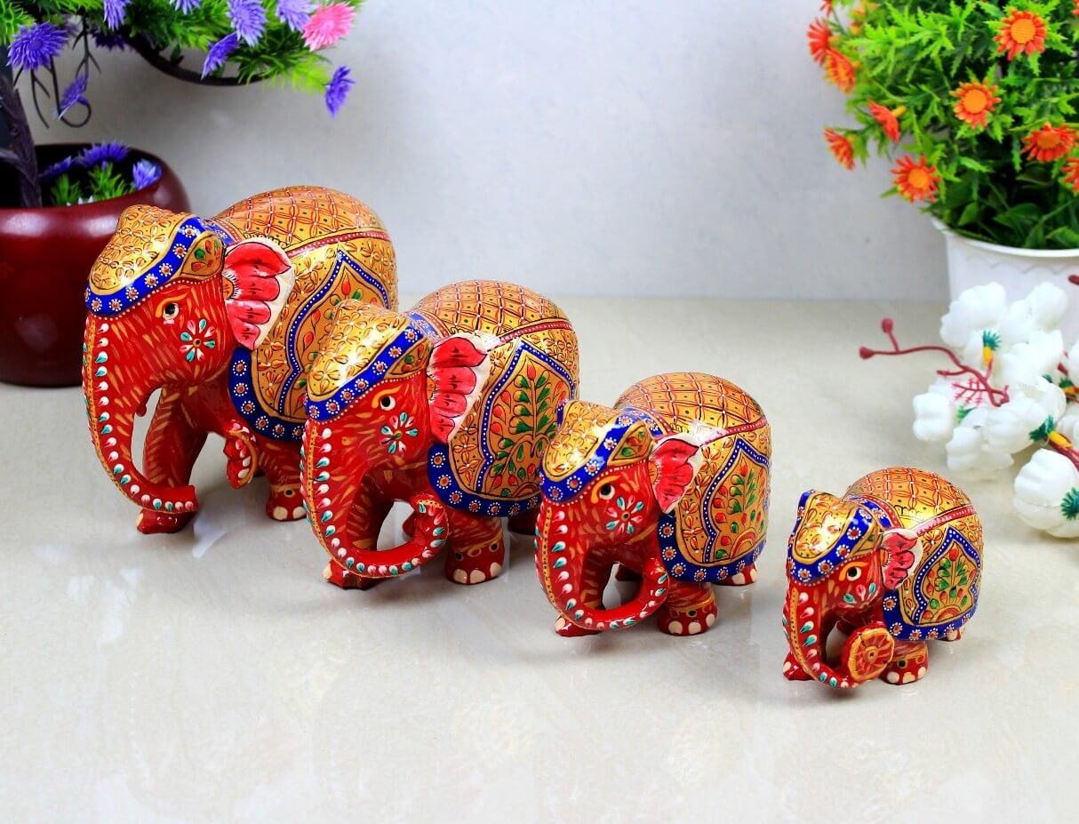 PAINTED ELEPHANT SET OF 4