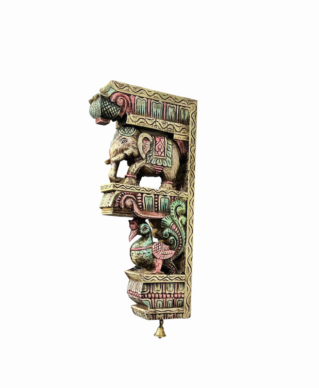Wooden Elephant Fine Curved Wall Bracket Big