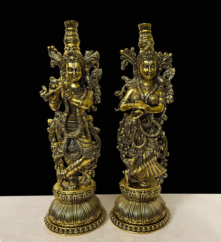 Brass Radha Krishna Pair