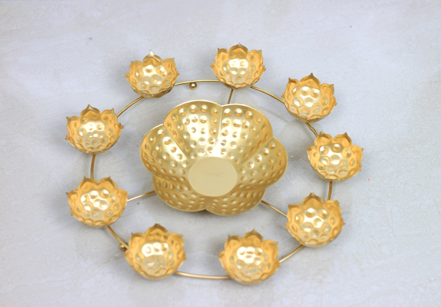 Iron Urli With Candle Holder