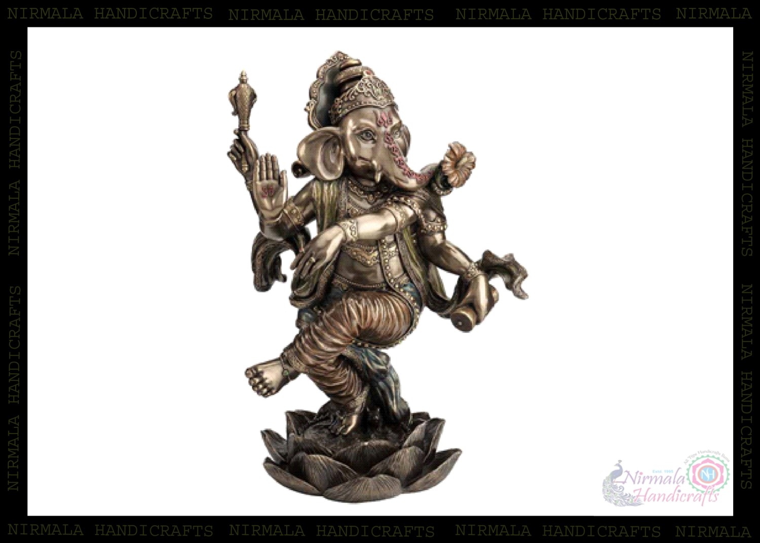 Copper Finish Dancing Ganesha Statue