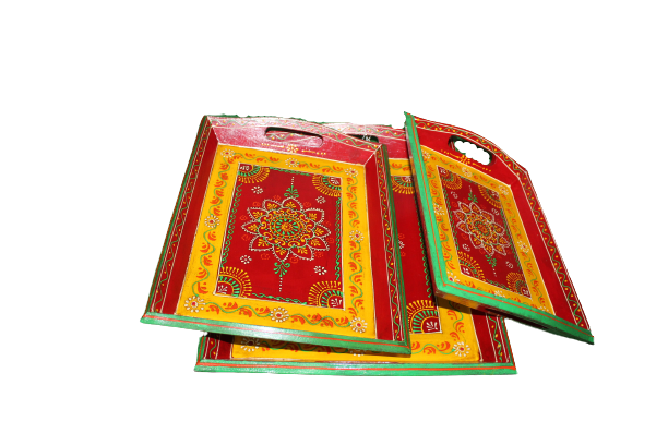 WOODEN SERVING TRAY SET OF 3