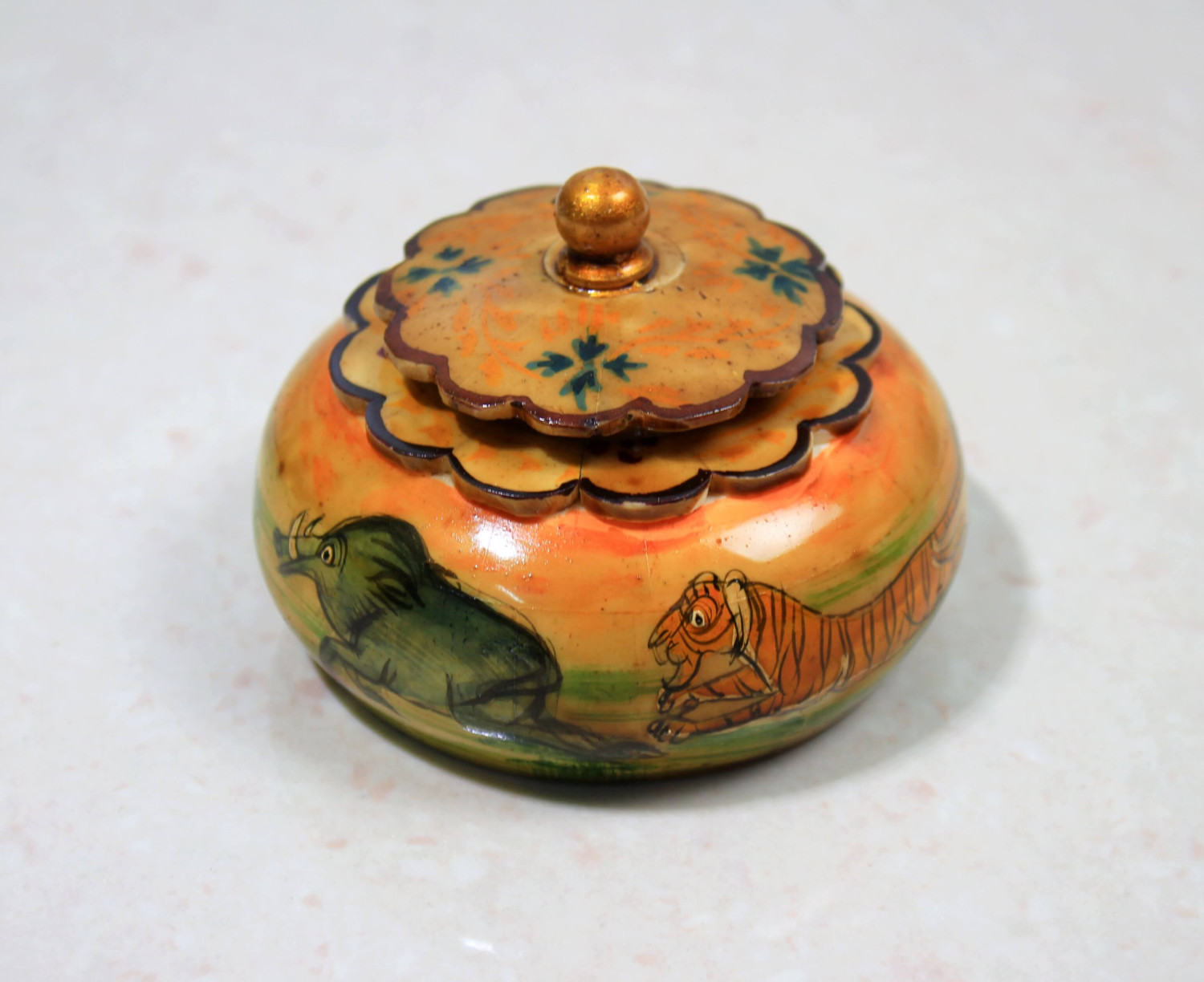 Bone Tobacco Box Painted