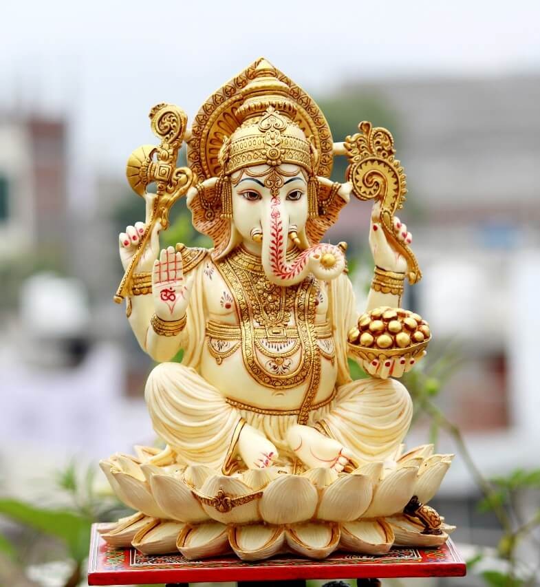 GANESH ON LOTUS PAINTED SUPERFINE