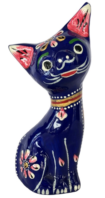 Metal Cat | Meenakari Cat Statu | Feng shui Cat Idol Good for Home