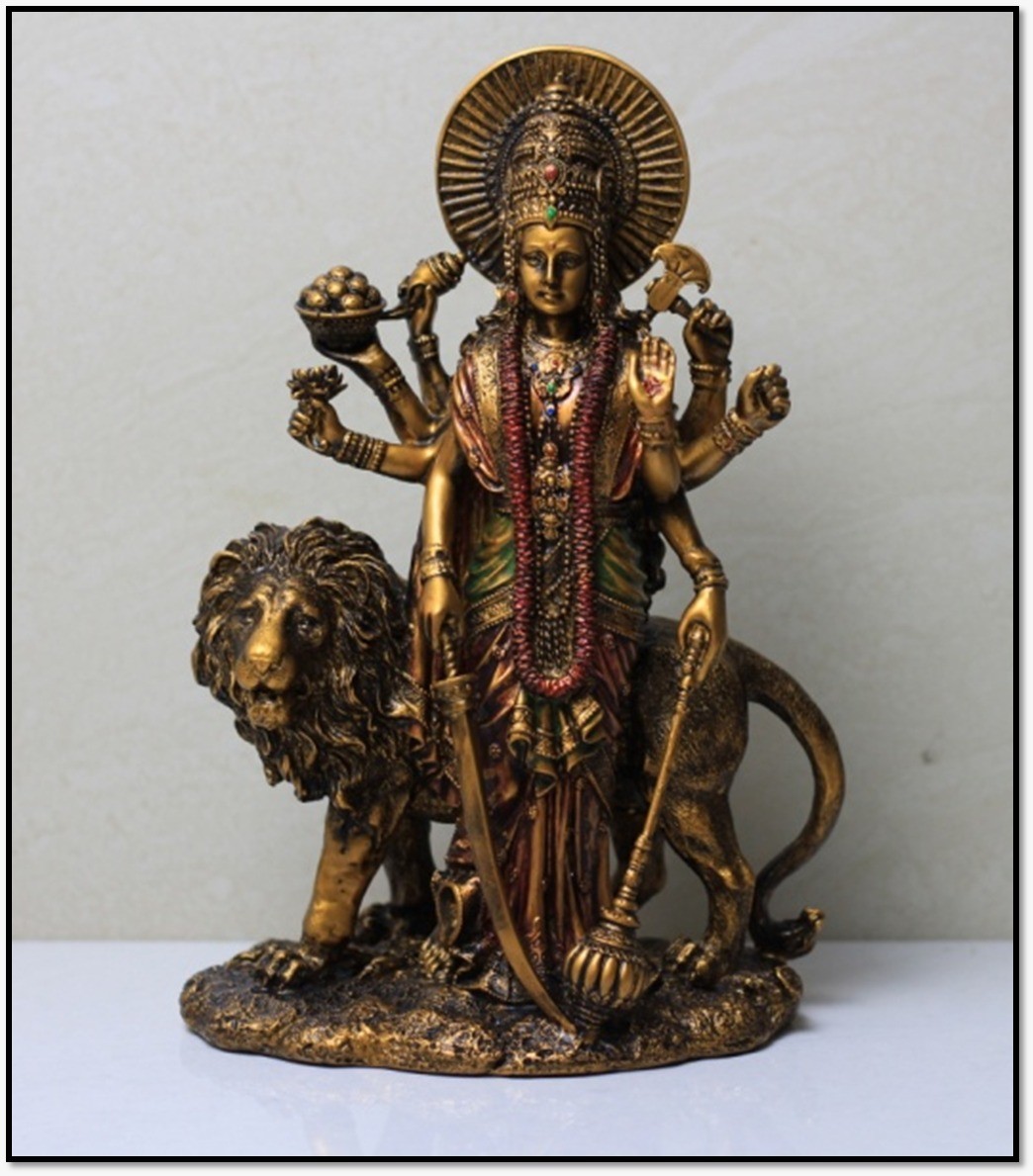 Brass Finish Standing Maa Durga Statue