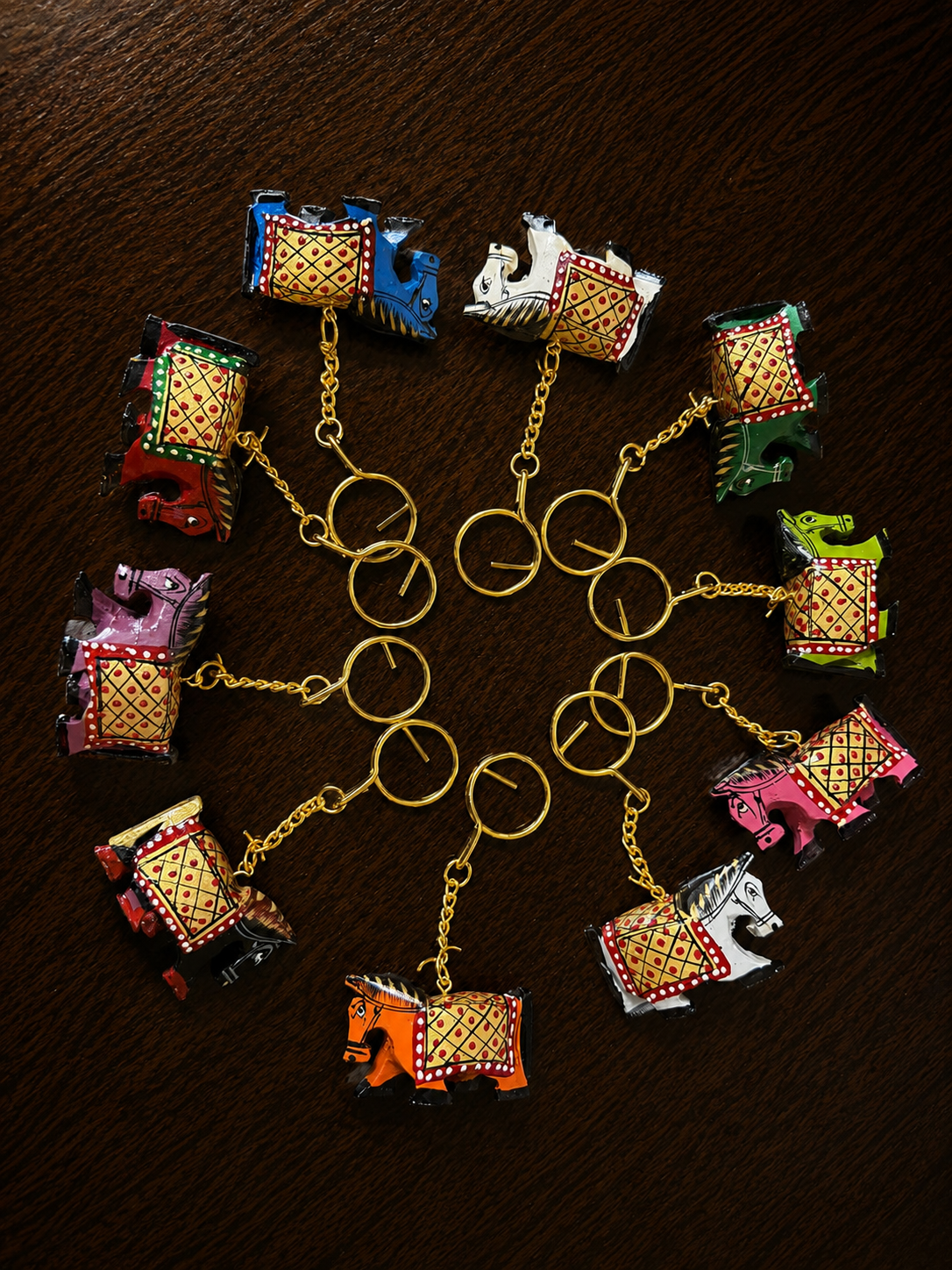 Wooden Colorful Horse Keychain