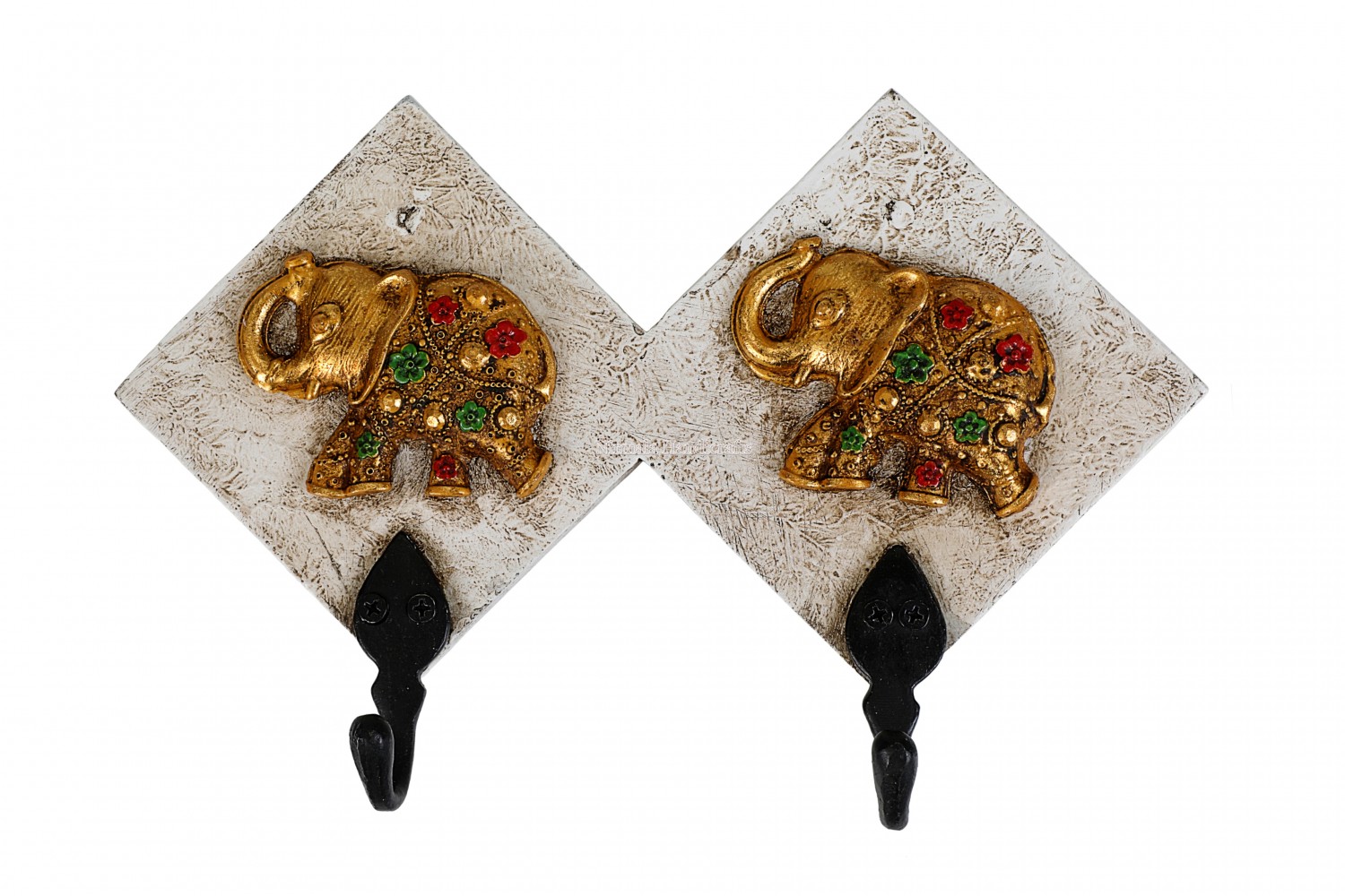 FIBER DOUBLE ELEPHANT KEY HOOK (WHITE/ BLACK/ GOLD COLOURS)