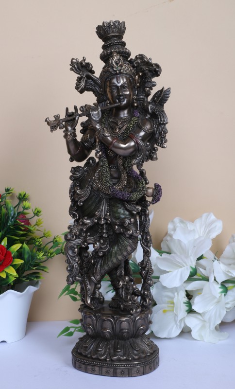 Copper Finish Krishna Statue