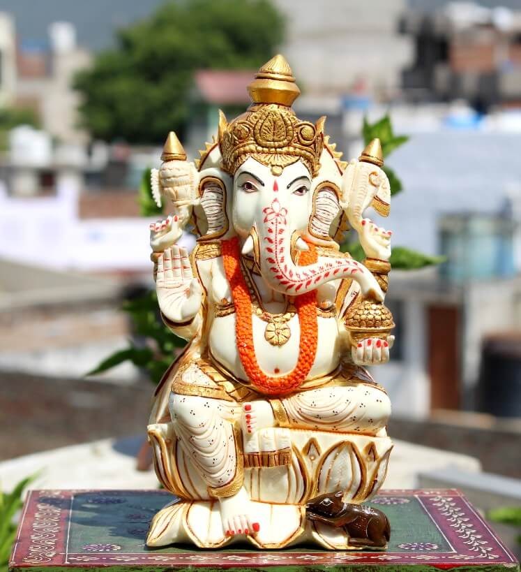 BLESSING GANESH BIG FINE PAINTED WITH MUSHAKRAJ