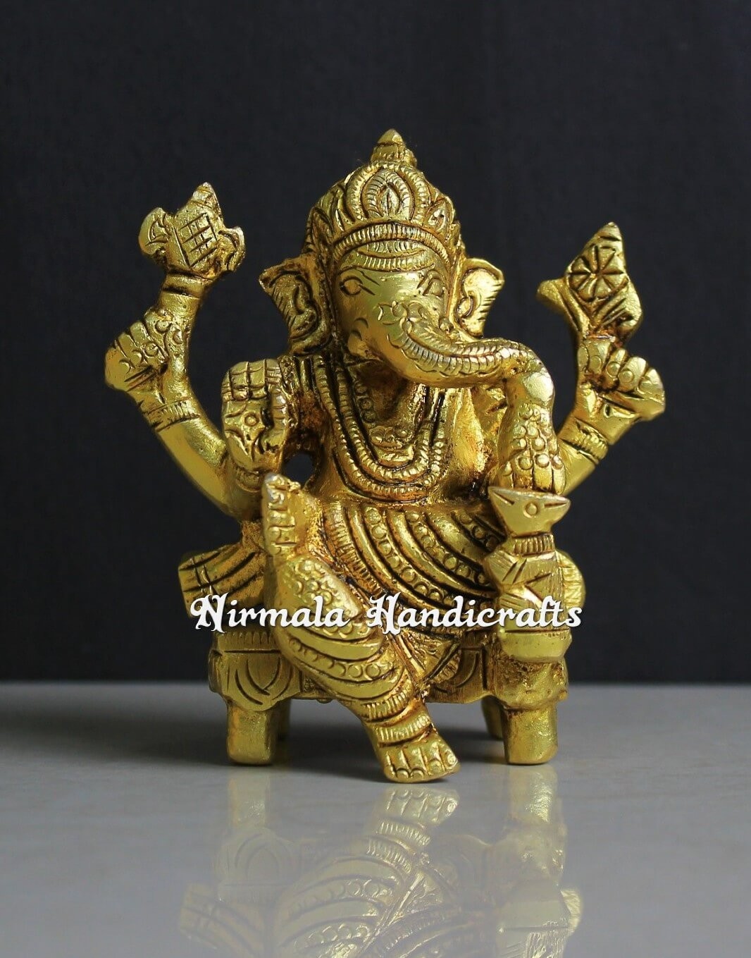 Brass Chowki Ganesh Statue