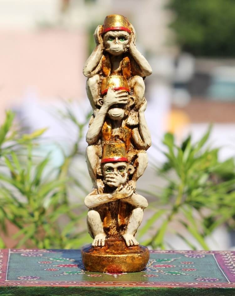 THREE RESIN MONKEY TOWER