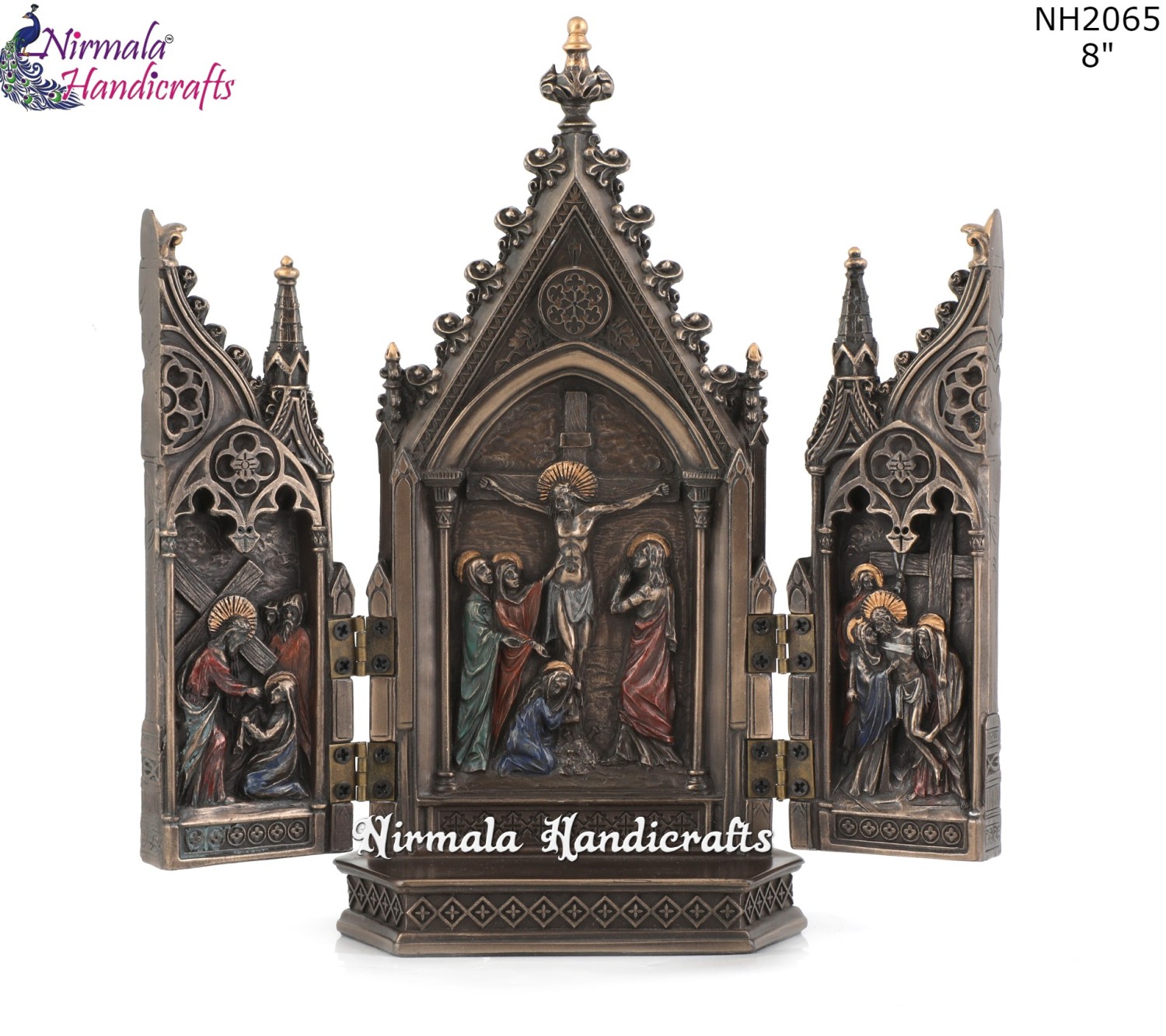 Copper Finish Jesus Christ Foldable Church Showpiece