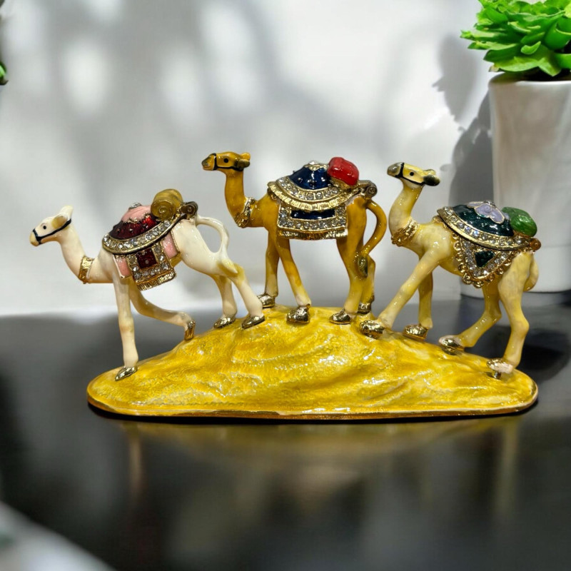 Brass Three Camel on Base