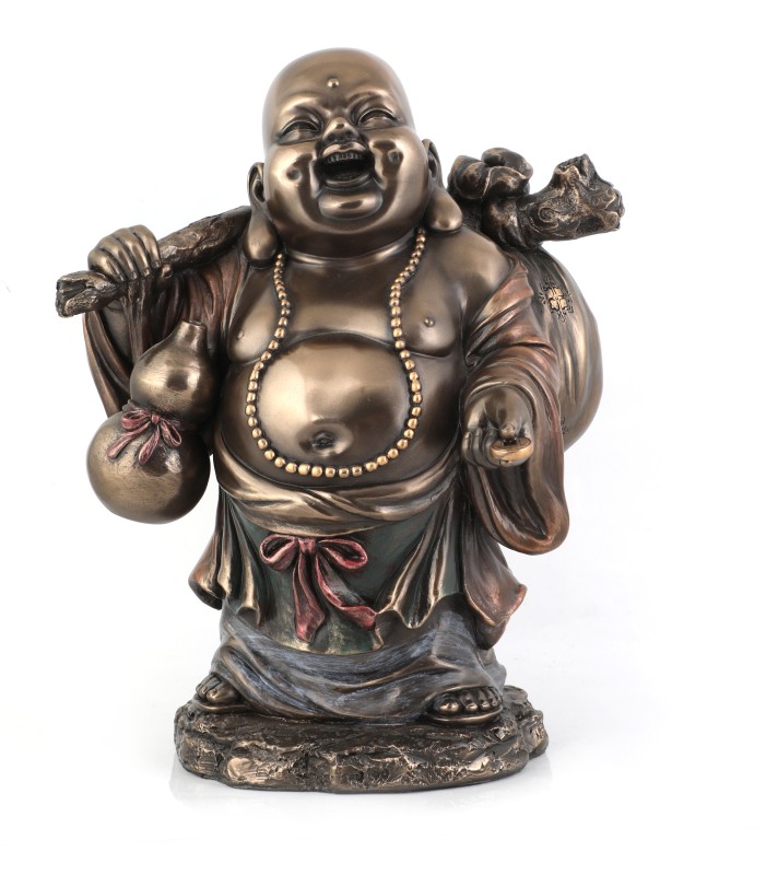 Copper Finish Laughing Buddha Statue