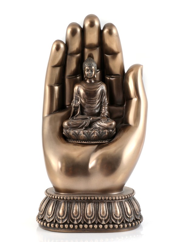 Copper Finish Buddha in Hand Statue